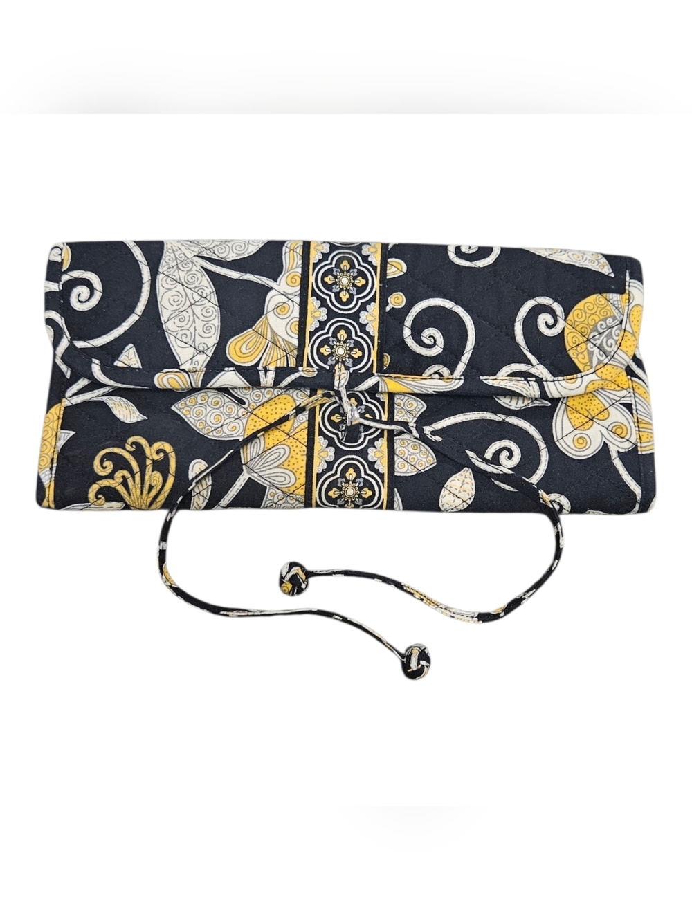 Vera Bradley Retired Yellow Bird Cosmetic Makeup Brush Travel Roll Case